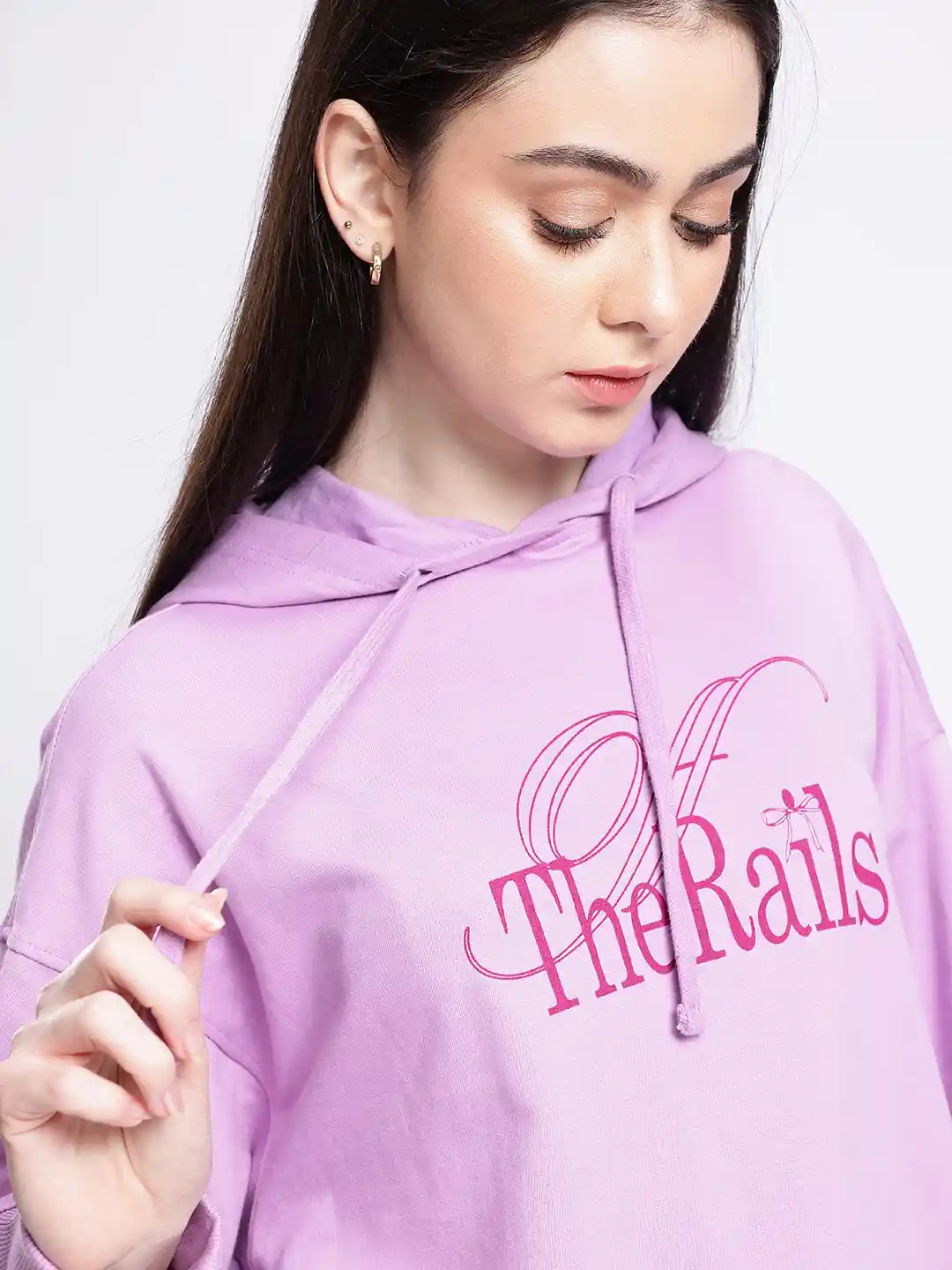 glitchez Printed Cotton Terry Hooded Oversized Sweatshirt - Main Image