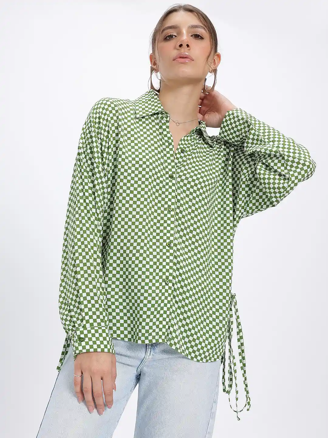 トップス eaphi CHECK ASYMMETRY BLOUSE Eaphi DOUBLE LINE CHECK ASYMMETRY BLOUSE HOW TO CUT AND SEW