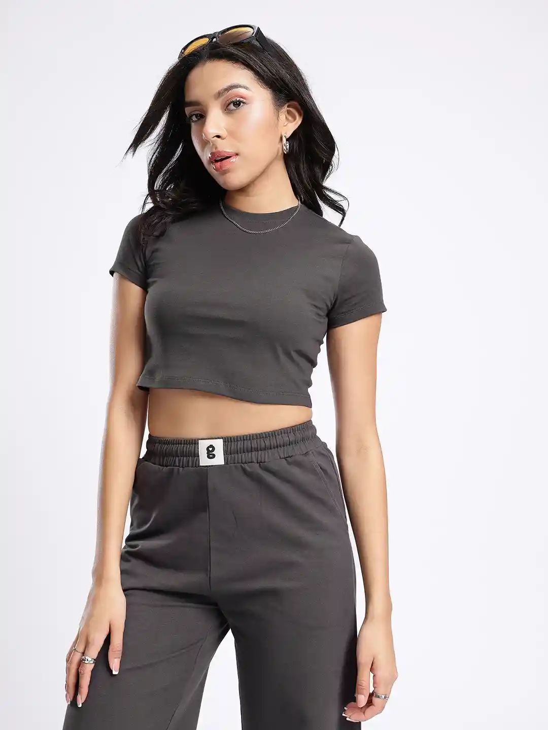 Buy glitchez Fitted Crop T-Shirt With Trousers Co-Ords Co-Ords