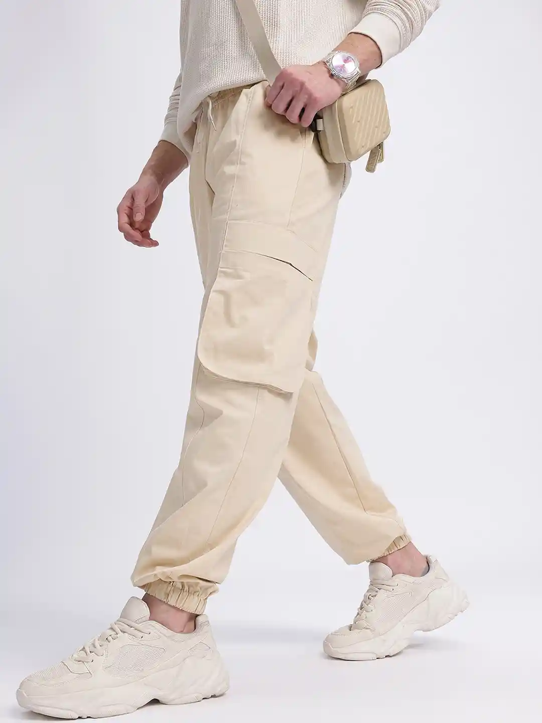 Baggy Style Trousers Men Fleece Lined Baggy Cargo Pants Wide Legs
