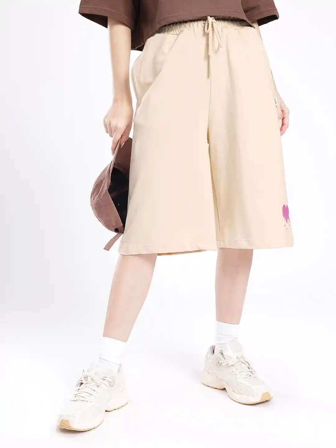 Buy glitchez Women Cotton Terry Relaxed Fit Jorts Shorts for