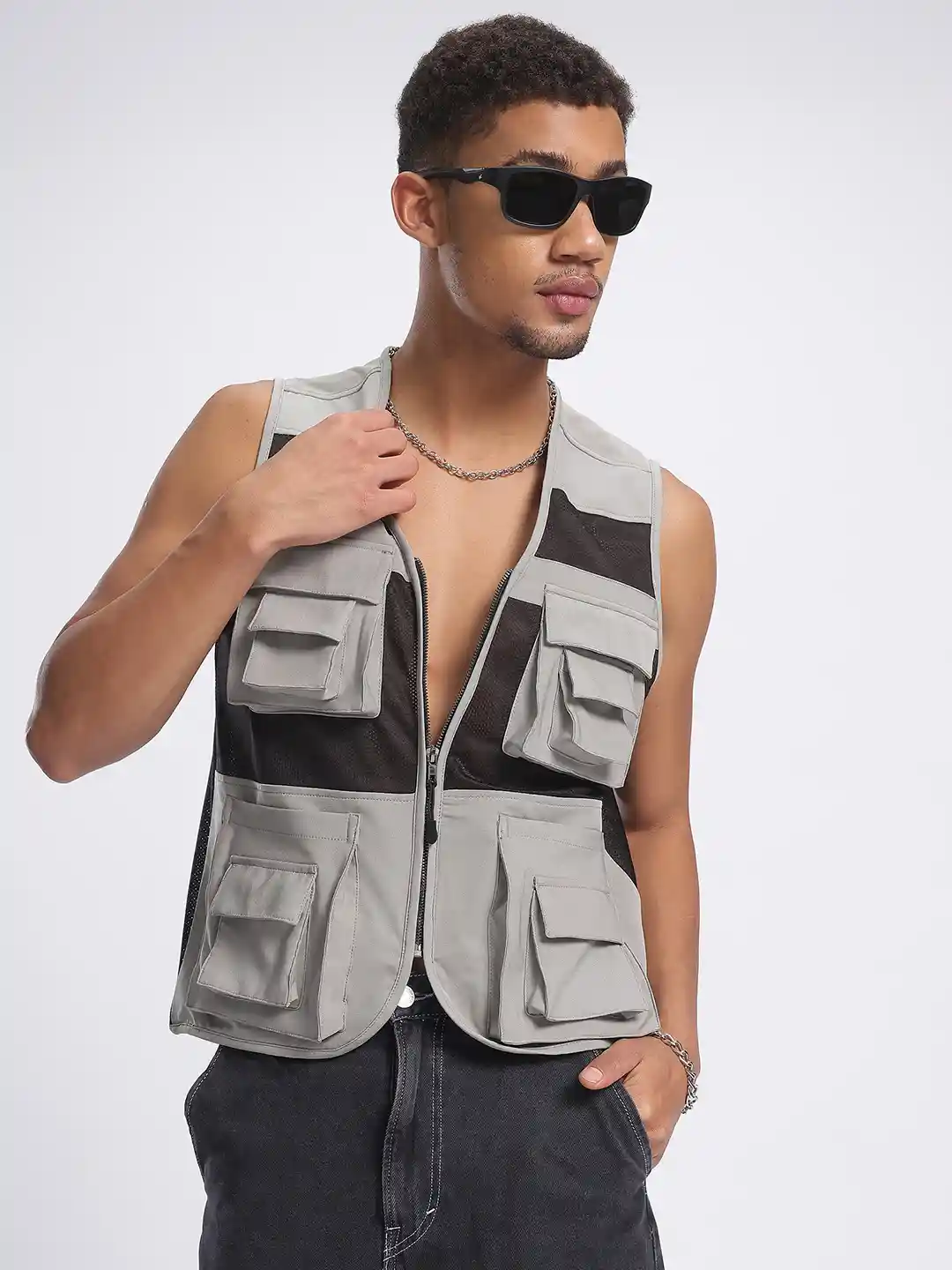 glitchez Utility Stitch Gilet Jacket