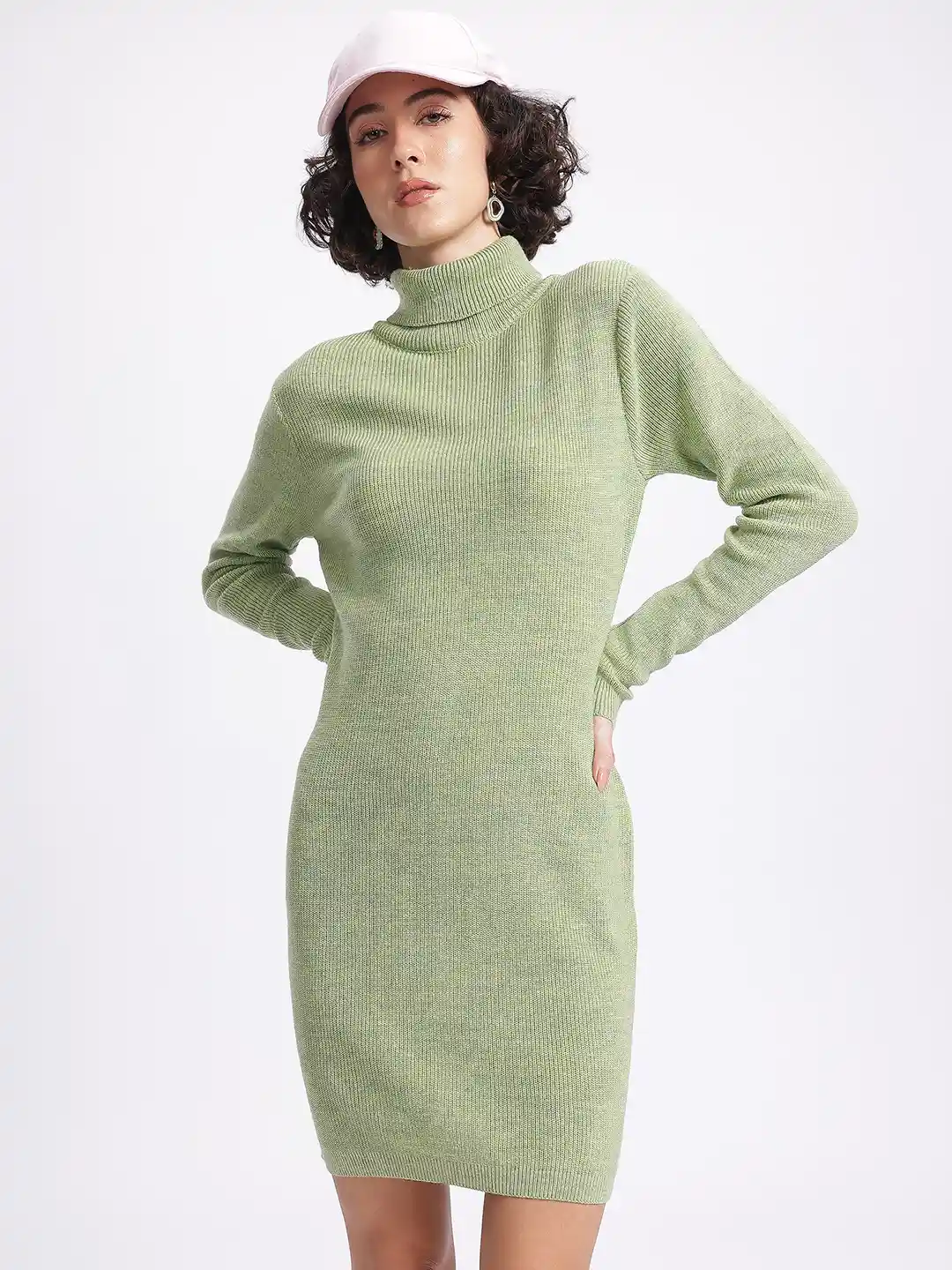 Buy glitchez Rib Knit Turtle Neck Sweater Dress Dresses for