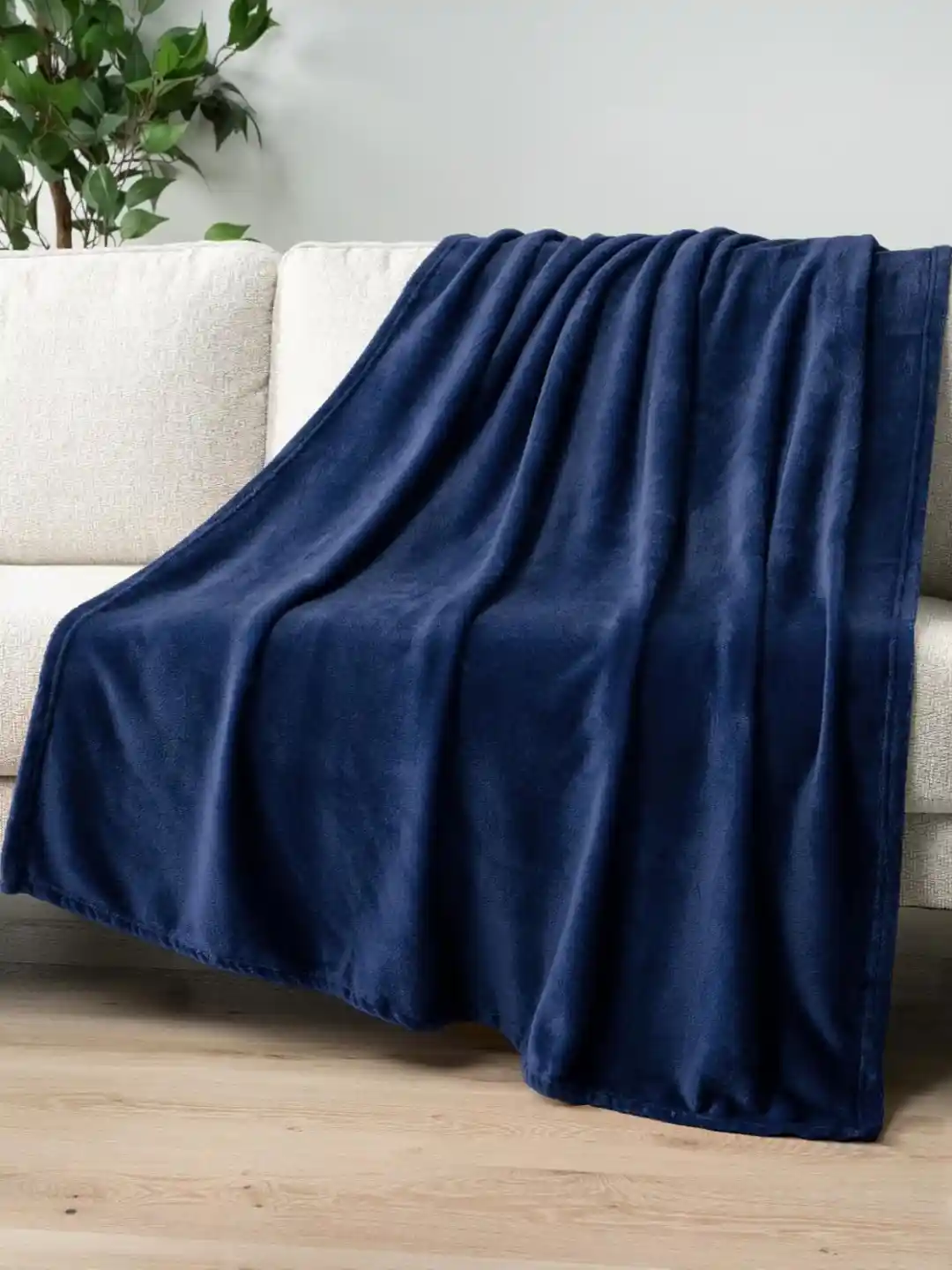 Buy Nivasam Navy Blue Fleece AC Room 300 GSM Double Bed Blanket