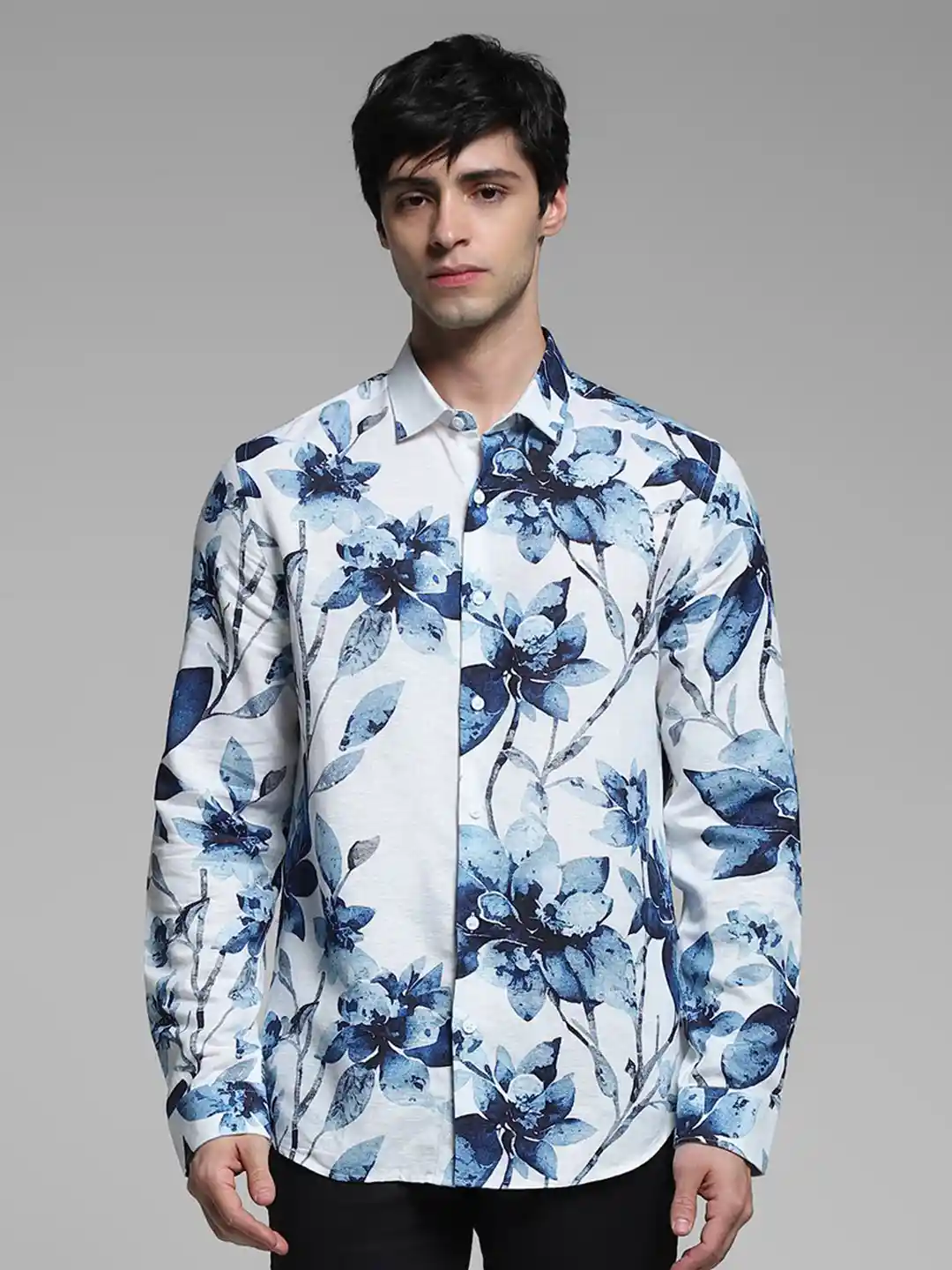 Buy Jack Jones Floral Printed Spread Collar Long Sleeves Slim - Main Image