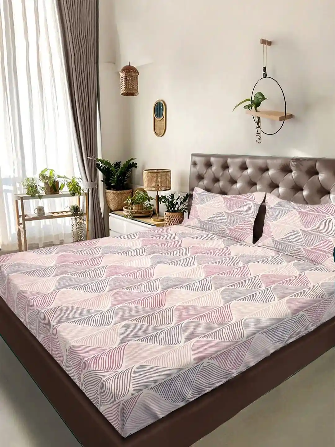 Buy Myntra Elegant Homes White Abstract Cotton 300 TC King Fine