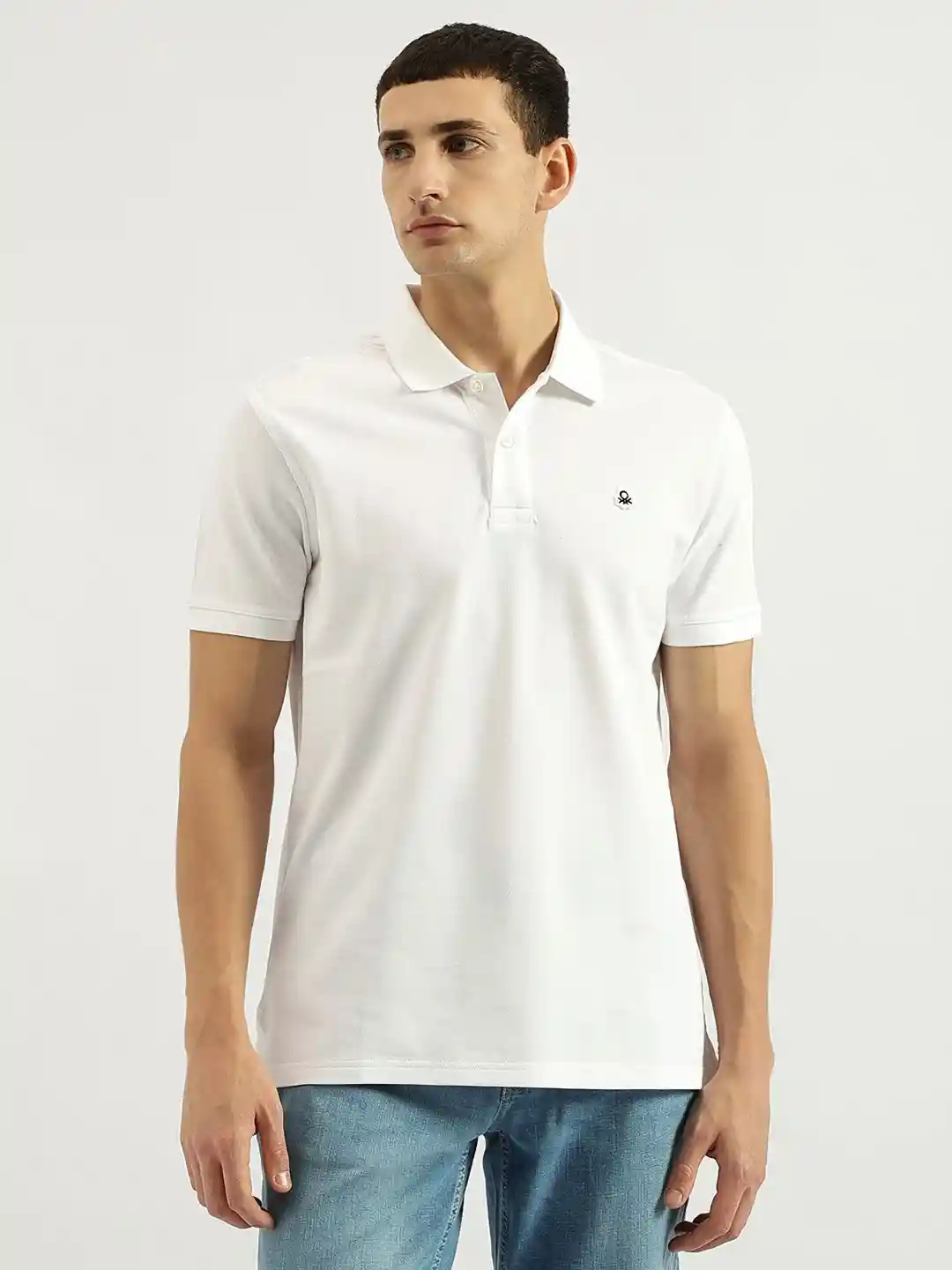 United Colors of Benetton Men Solid Polo Collar Relaxed Fit Pure Cotton  Regular T-shirt
