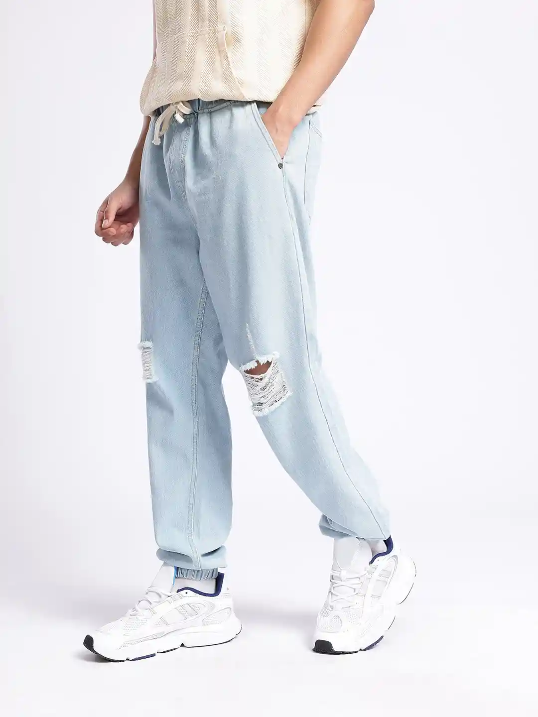 glitchez Men Distressed Baggy Joggers Jeans