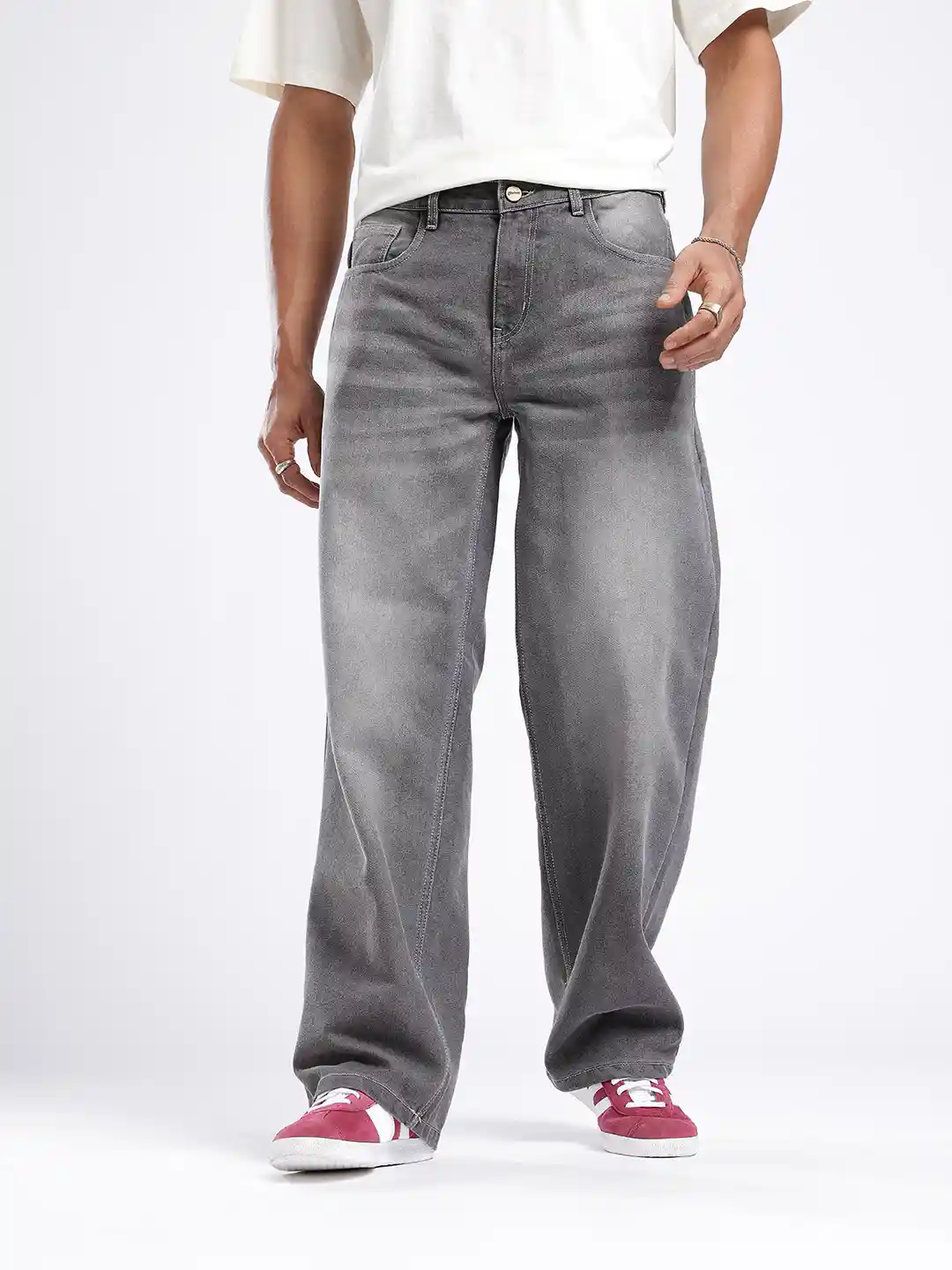 Buy glitchez Men Classic Wide Leg Light Fade Jeans Jeans for Men