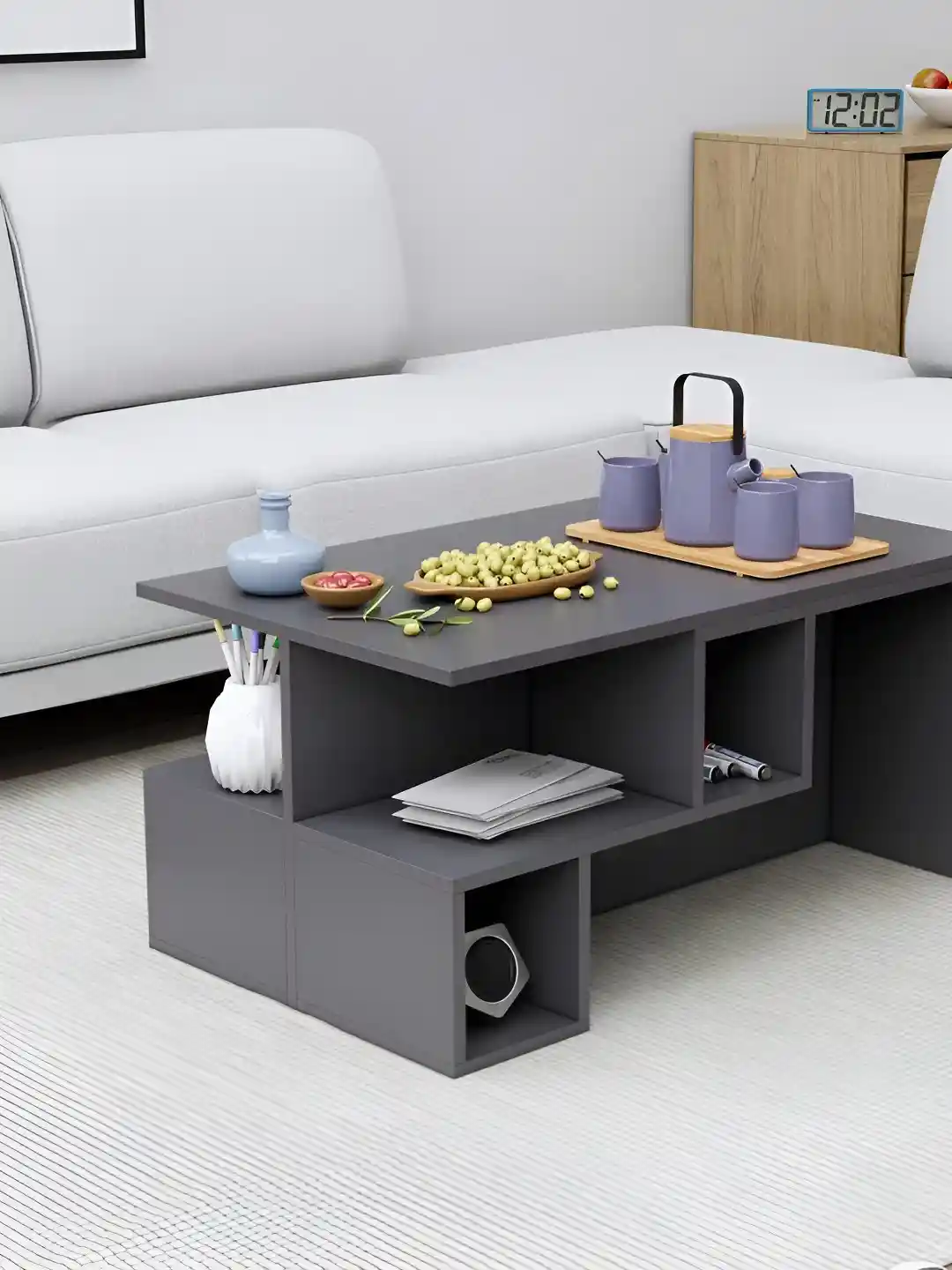 Buy HEXA RED Grey Wooden Rectangular CoffeeTable Coffee Table