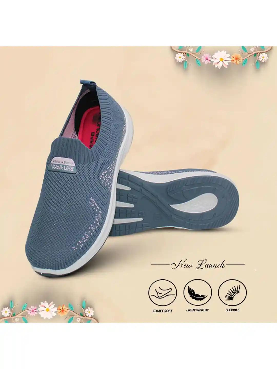 Buy WALKLINE Women Blue Printed Walking Sports Shoes Sports