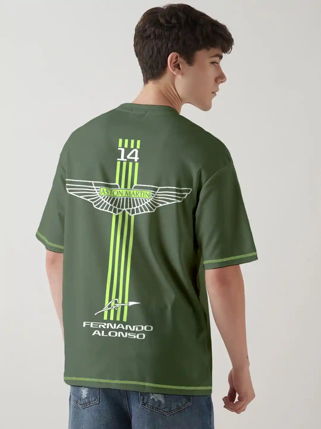 Buy Crazymonk Men Aston Martin Printed Graphic Oversized T-Shirt