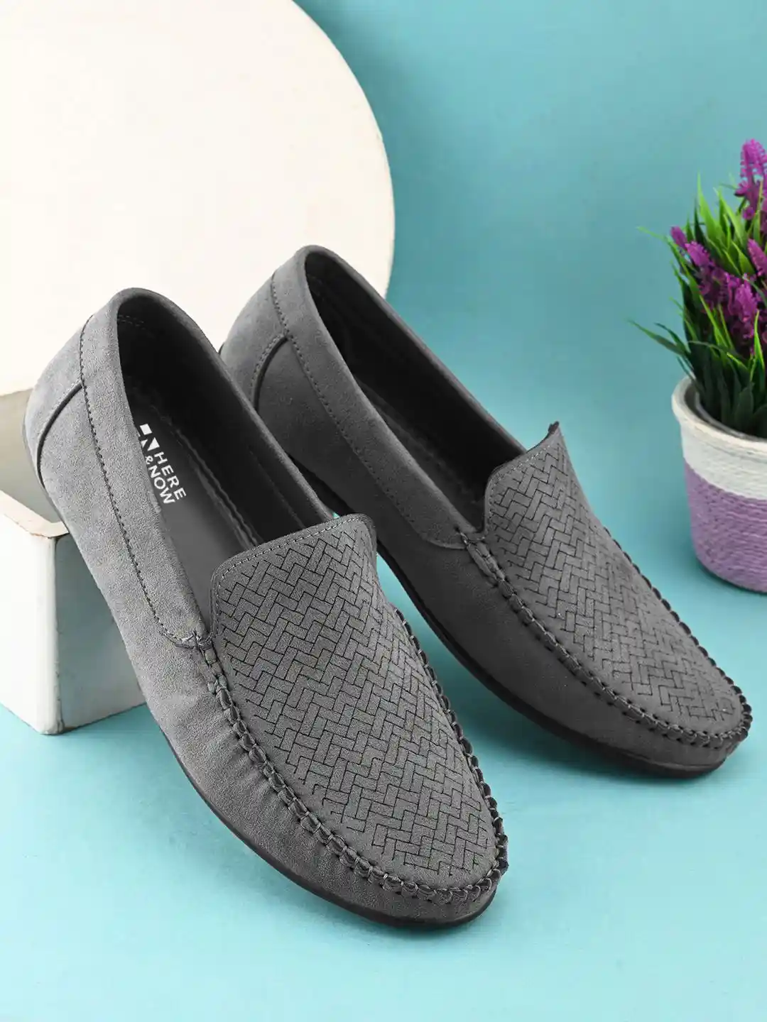 HERE&NOW Men Suede Round Toe Slip-On Loafers