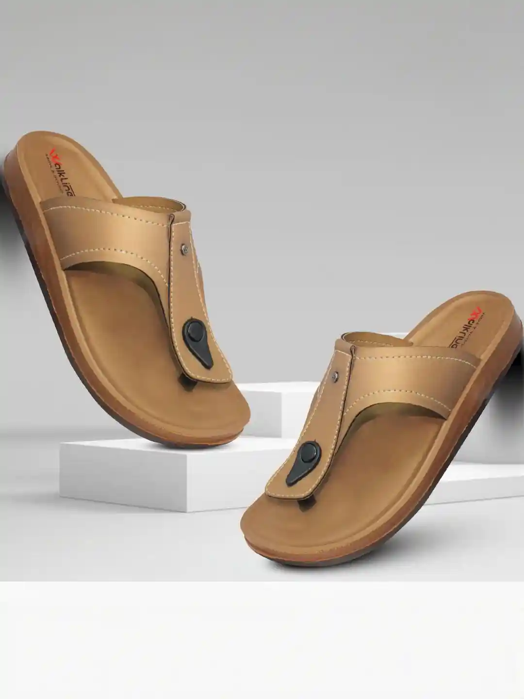 WALKLINE Women Beige Synthetic Sandals