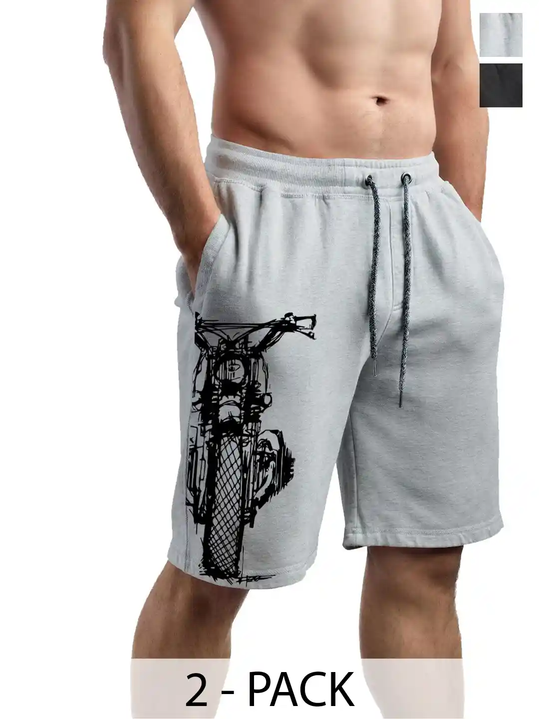 Hotfits Men Pack Of Graphic Printed Cotton Training or Gym Shorts
