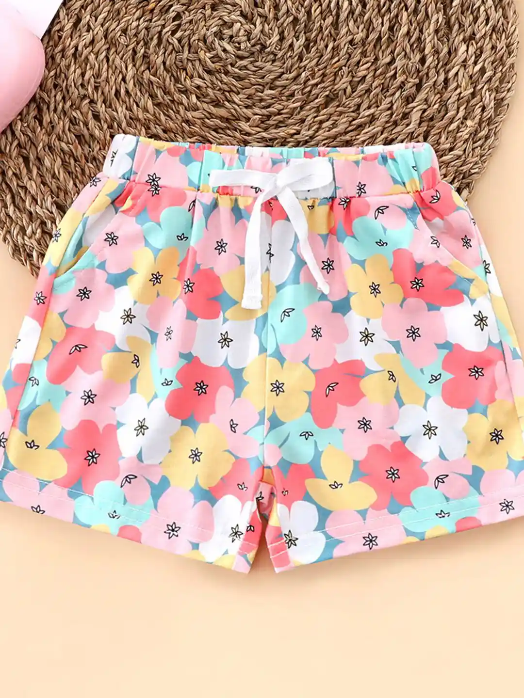 Buy YK Girls Floral Printed Regular Fit Cotton Shorts Shorts for