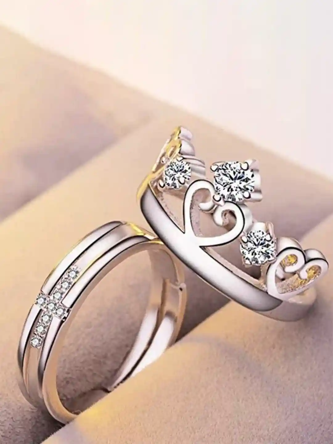 Buy Crazy Fashion Set Of Stone-Studded Couple Finger Ring Ring