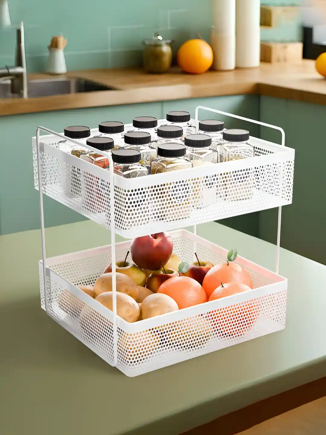 Buy Myntra Elegant Homes 2-Tier Metal Square Kitchen Rack Multi