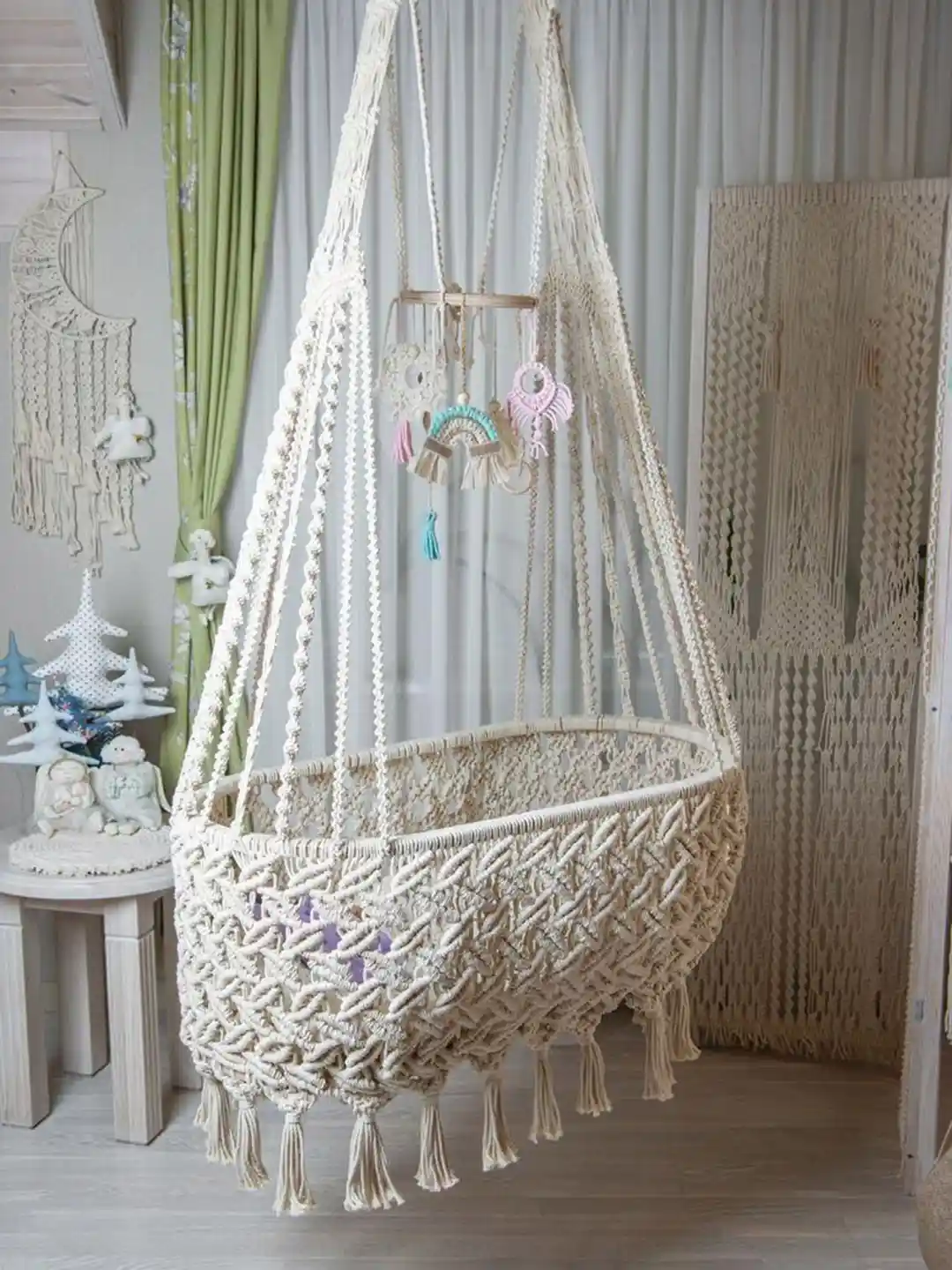 Buy Alaaya Decor Unisex Infants Toddlers Off White Baby Cradle