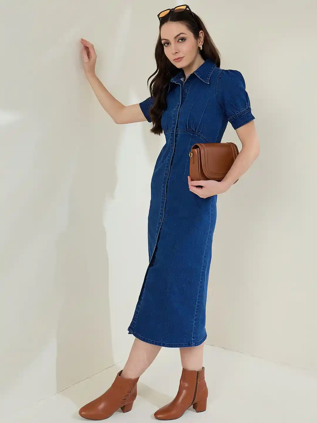 Chemistry Women Denim Shirt Midi Dress
