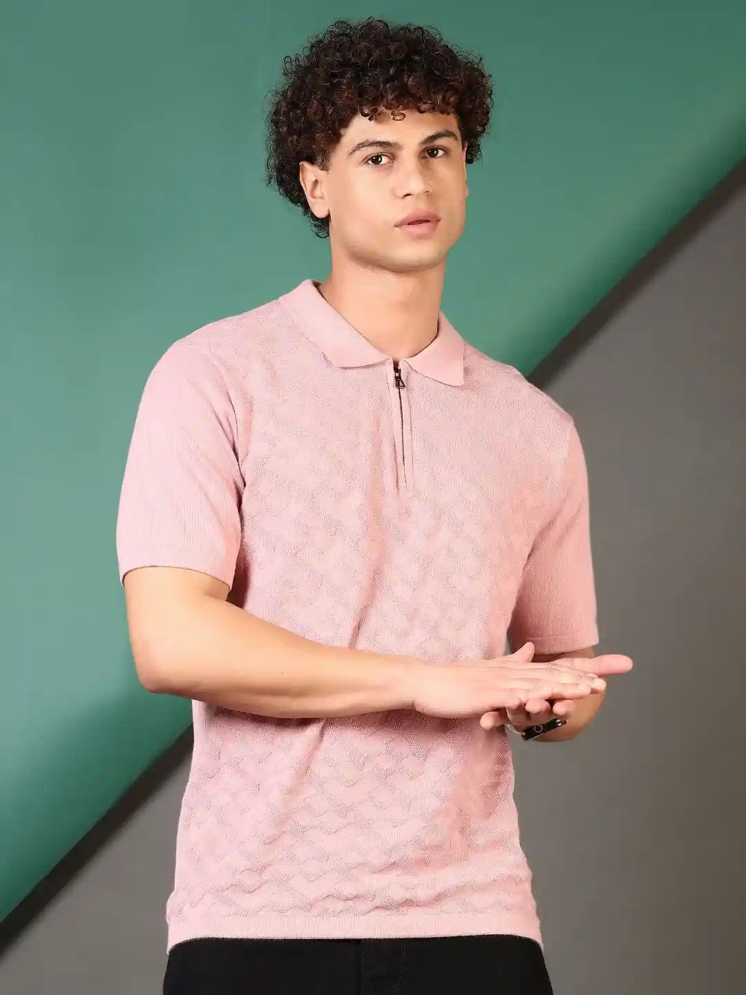 Buy LIMEROAD Men Polo Collar Extended Sleeves Pockets T-shirt - Main Image