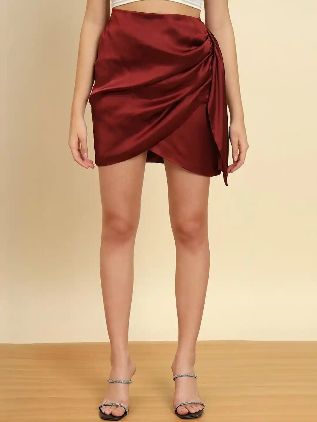 Buy CORSICA Satin Tulip Mini Draped Skirt Skirts for Women