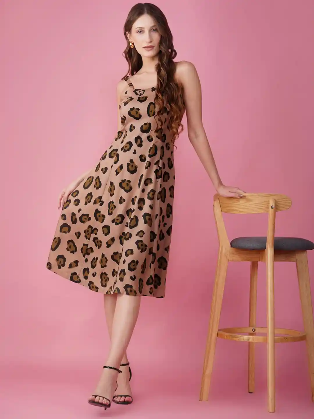 Buy HERE&NOW Women Animal Printed Shift Midi Dress Dresses for