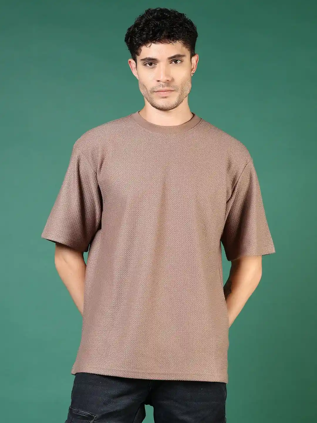 Buy LIMEROAD Men Solid Round Neck Cotton Oversized T-shirt