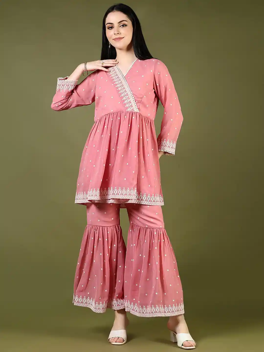 Buy LIMEROAD Women Ethnic Motifs Pleated Thread Work Kurti with