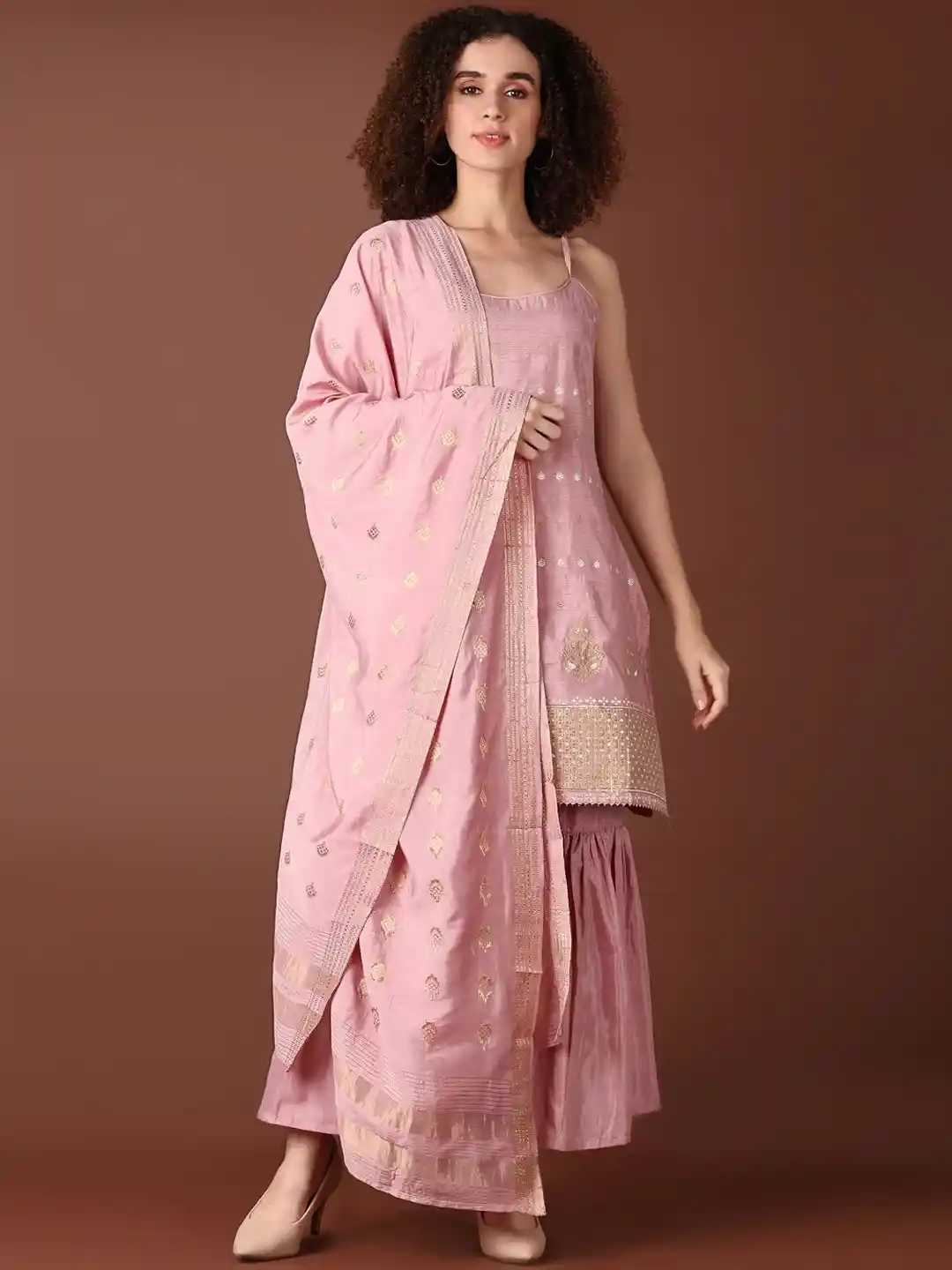LIMEROAD Women Ethnic Motifs Regular Kurta with Sharara With Dupatta - Main Image