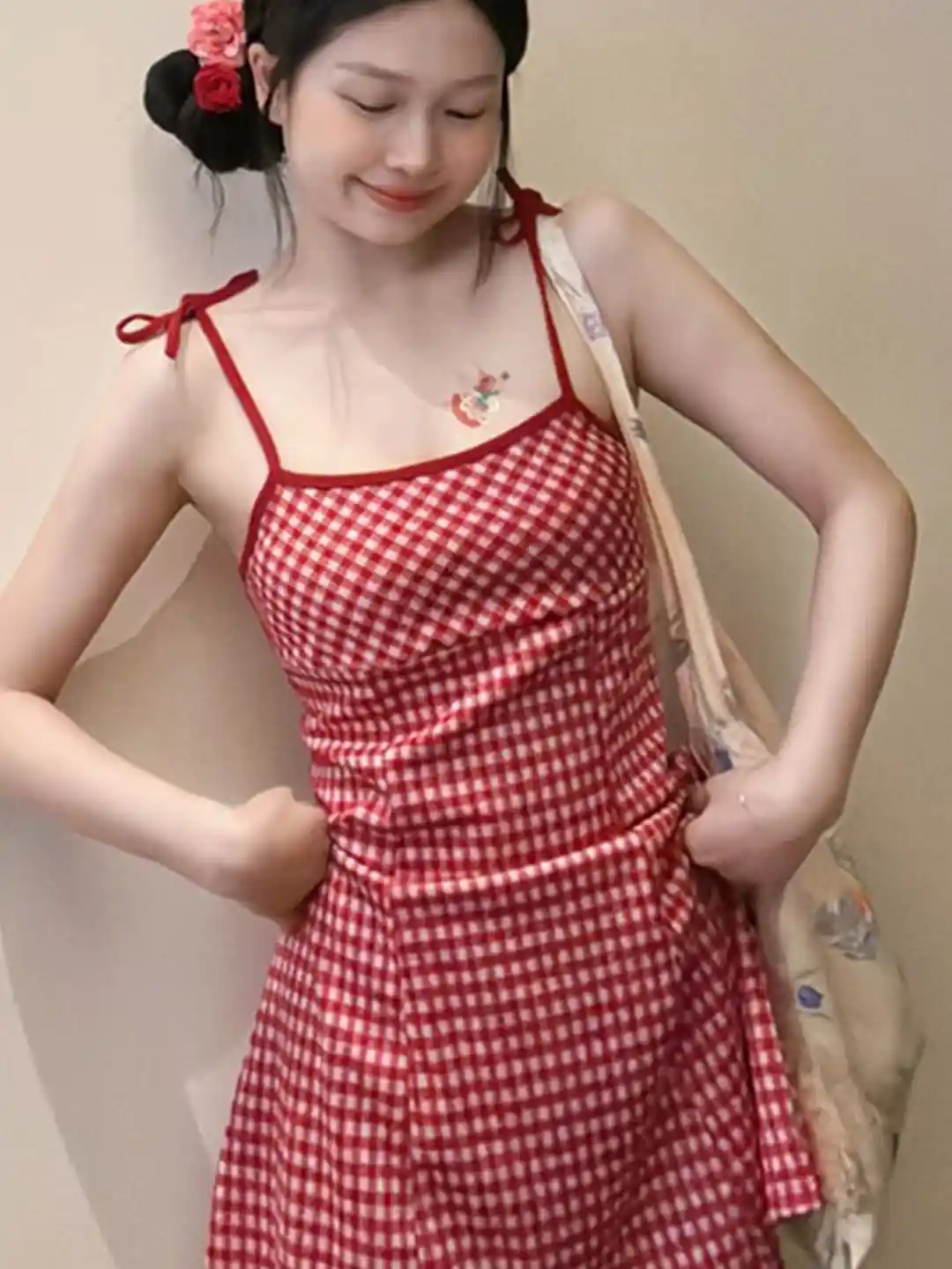 Buy DressBerry CheckedShoulder Straps Sheath Mini Dress - Dresses