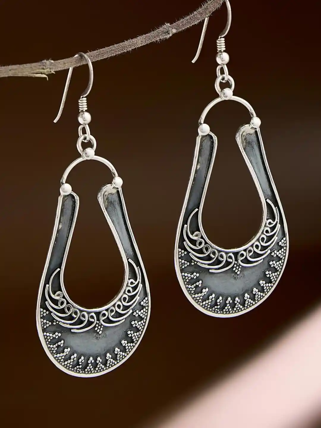 Buy Fabindia Silver-Plated Contemporary Drop Earrings Earrings