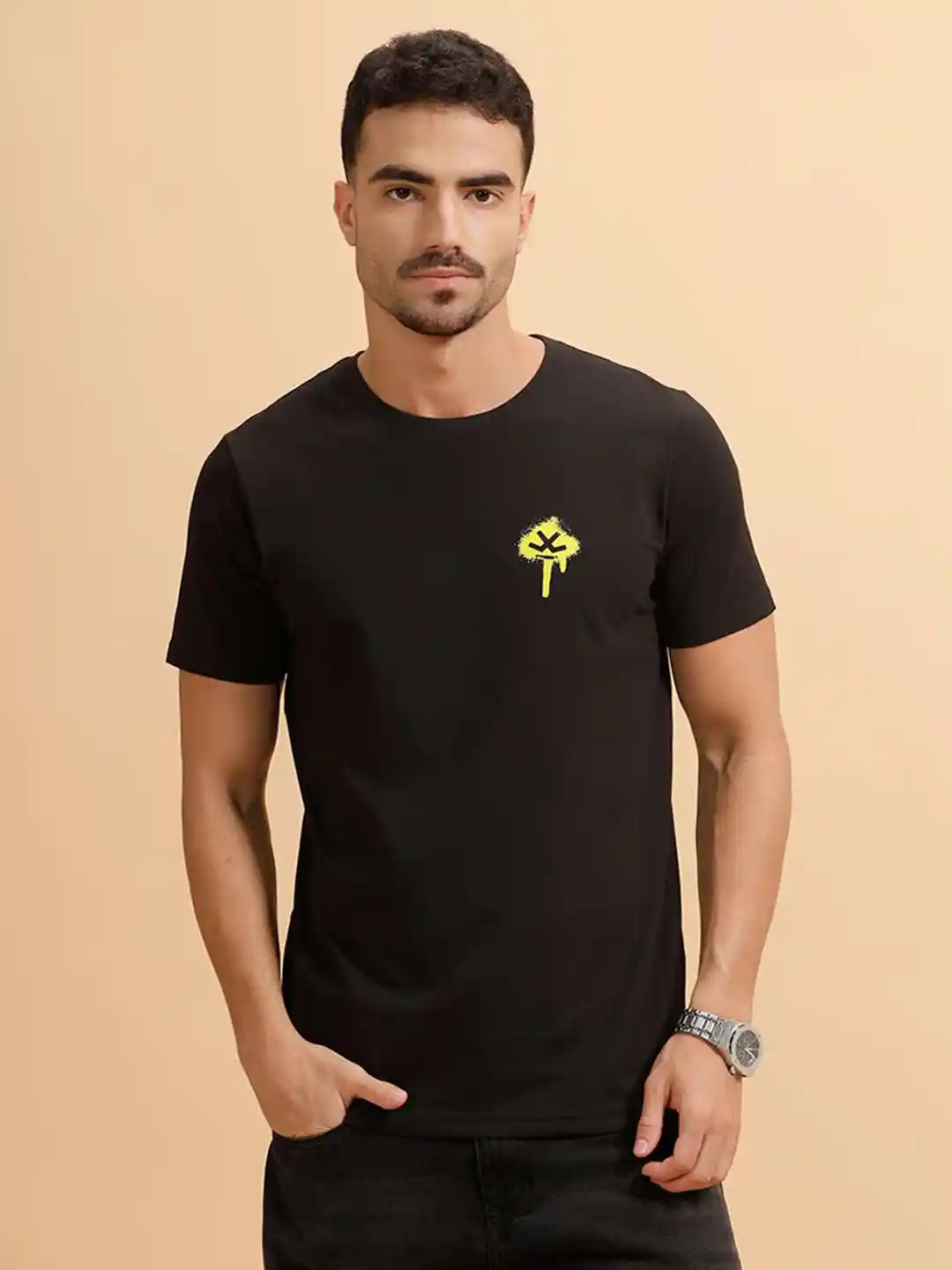 Buy WROGN Round Neck T-shirt Tshirts for Men 34085081 Myntra - Main Image