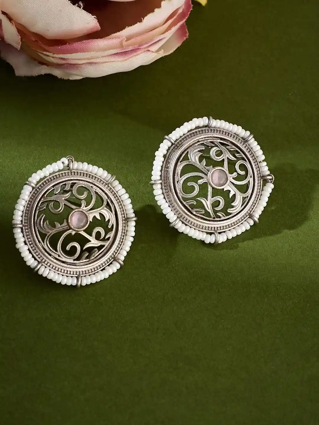 Buy Fabindia Silver-Plated Artificial Studded Beaded