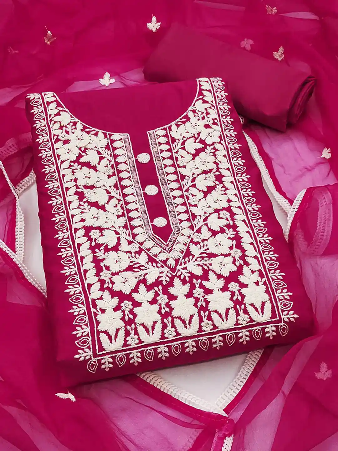 Buy Peachmode Embroidered Viscose Rayon Unstitched Dress Material