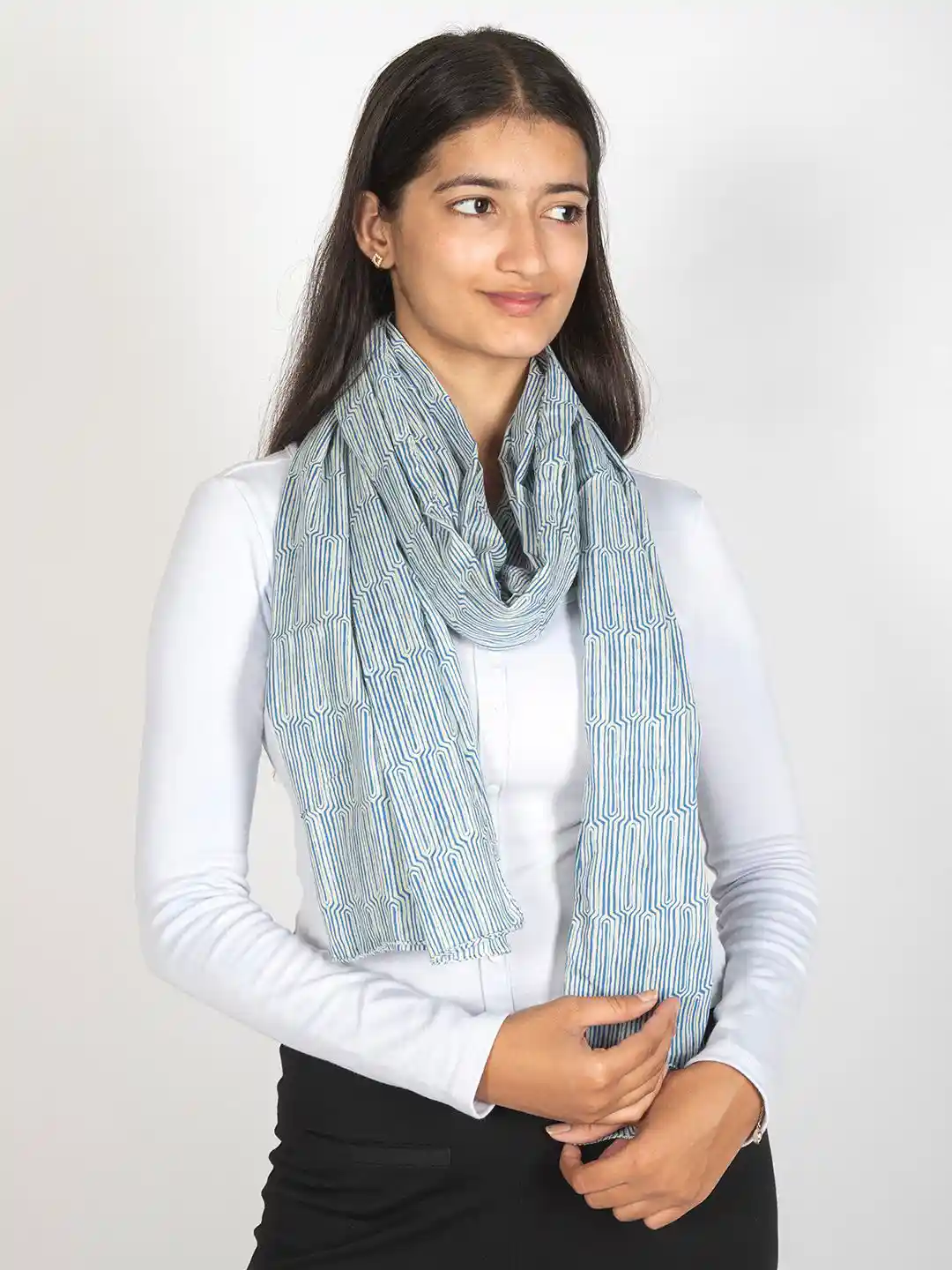 Buy Contrast Living Printed Pure Cotton Scarf Scarves for Women