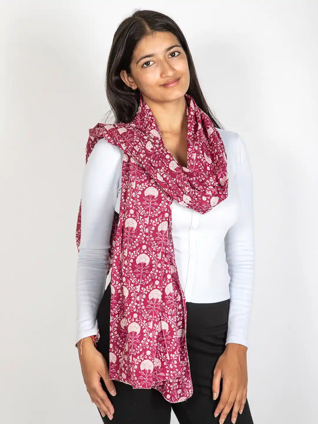 Buy Contrast Living Women Printed Cotton Scarf Scarves for Women