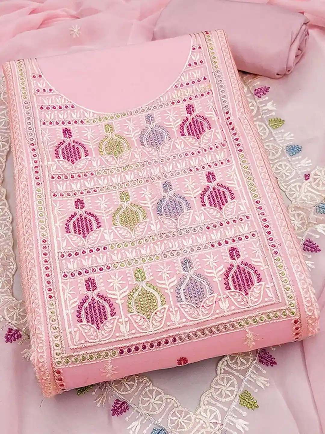 Buy Peachmode Ethnic Motifs Embroidered Sequinned Pure Cotton