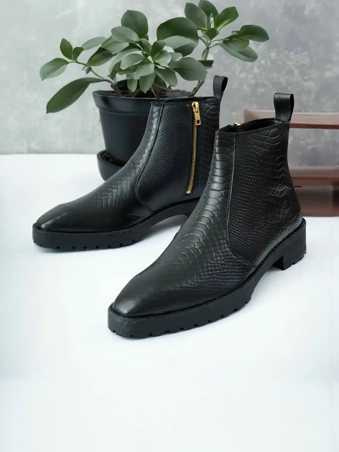 Topshop Black Chunky Croc Boots Chunky Chelsea Boot Topshop Croc