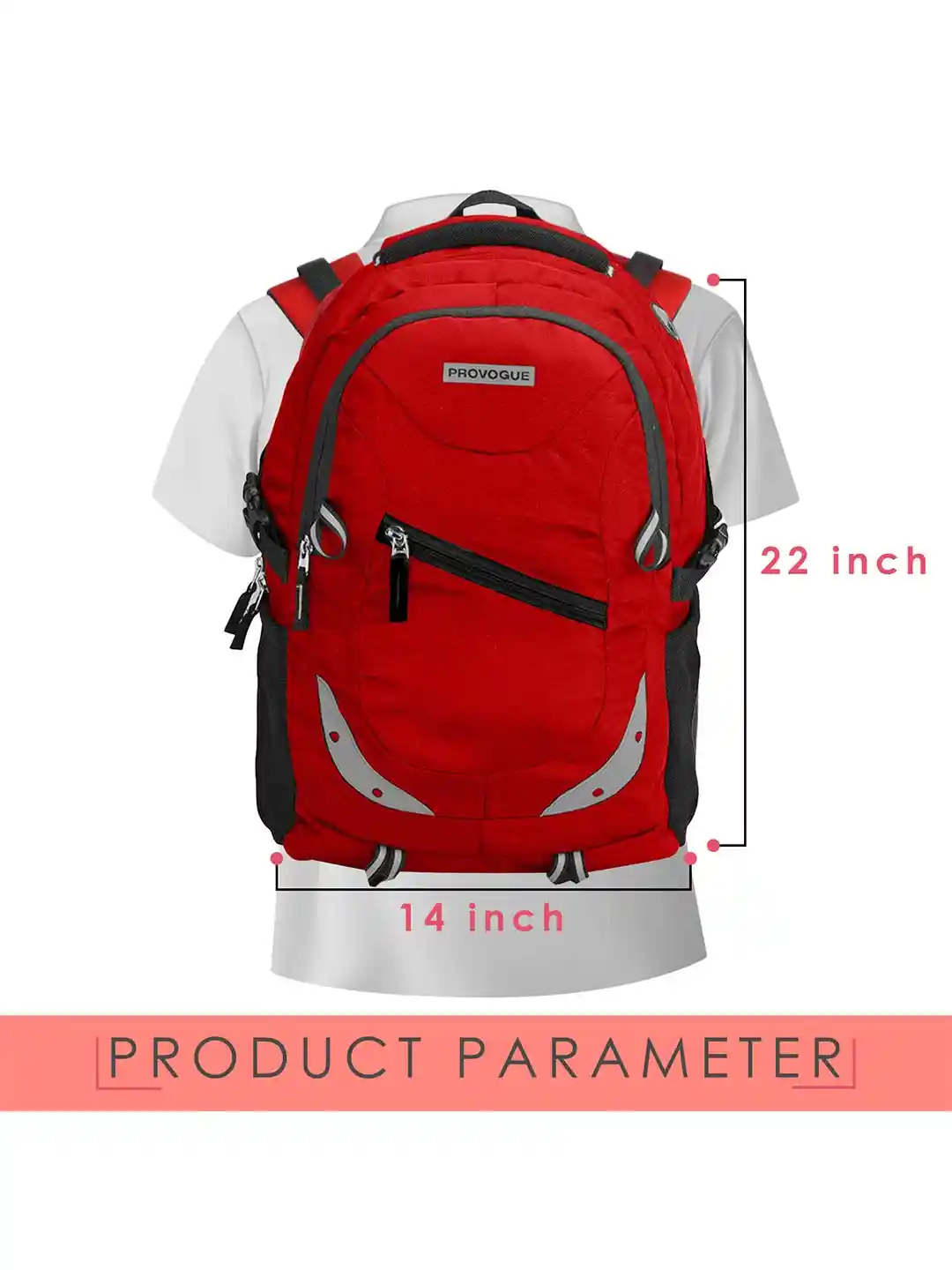 Buy Provogue Unisex Red Black Brand Logo Backpack with