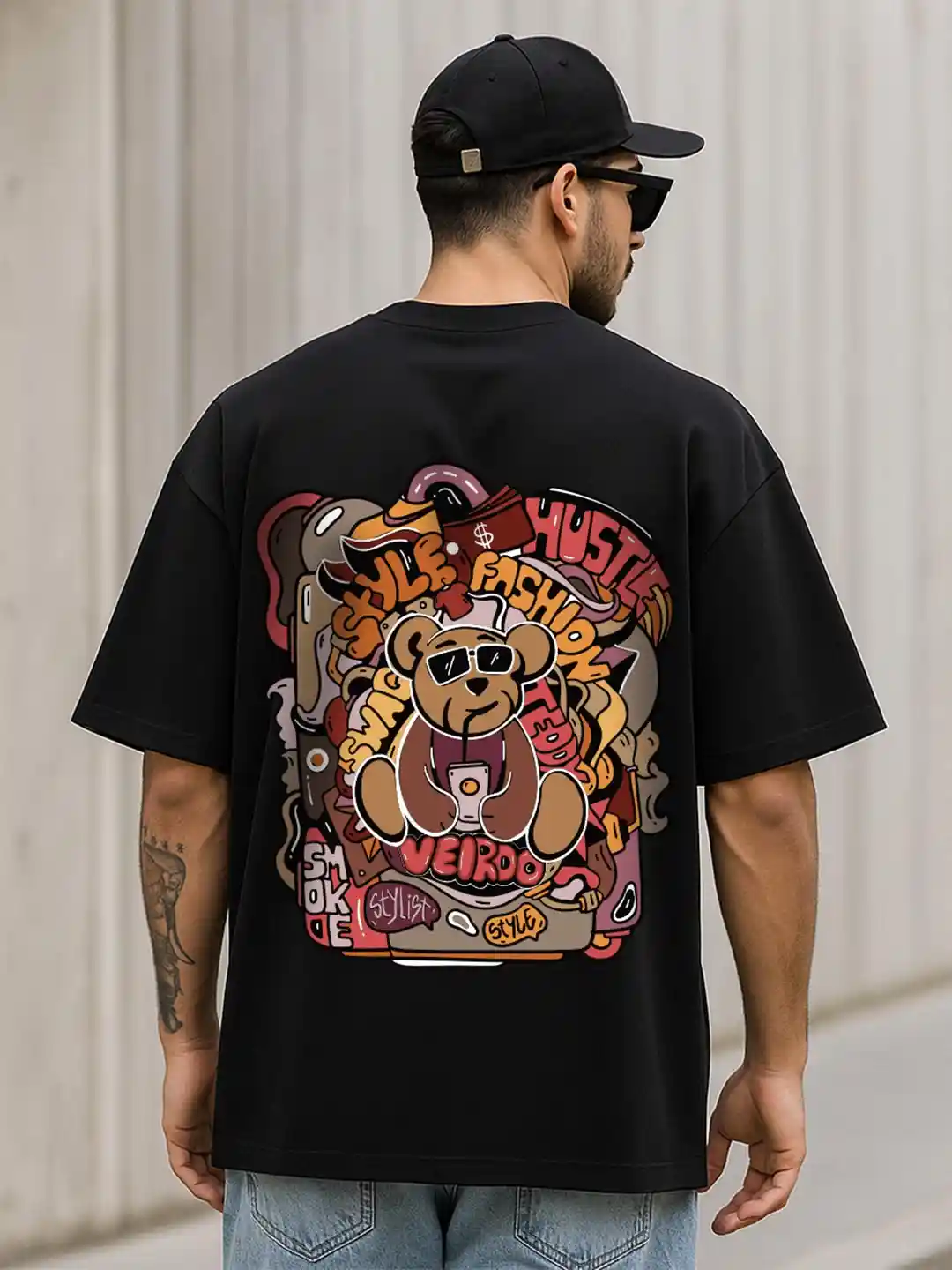 Buy VEIRDO Graphic Printed Pure Cotton Oversized T-Shirt Tshirts