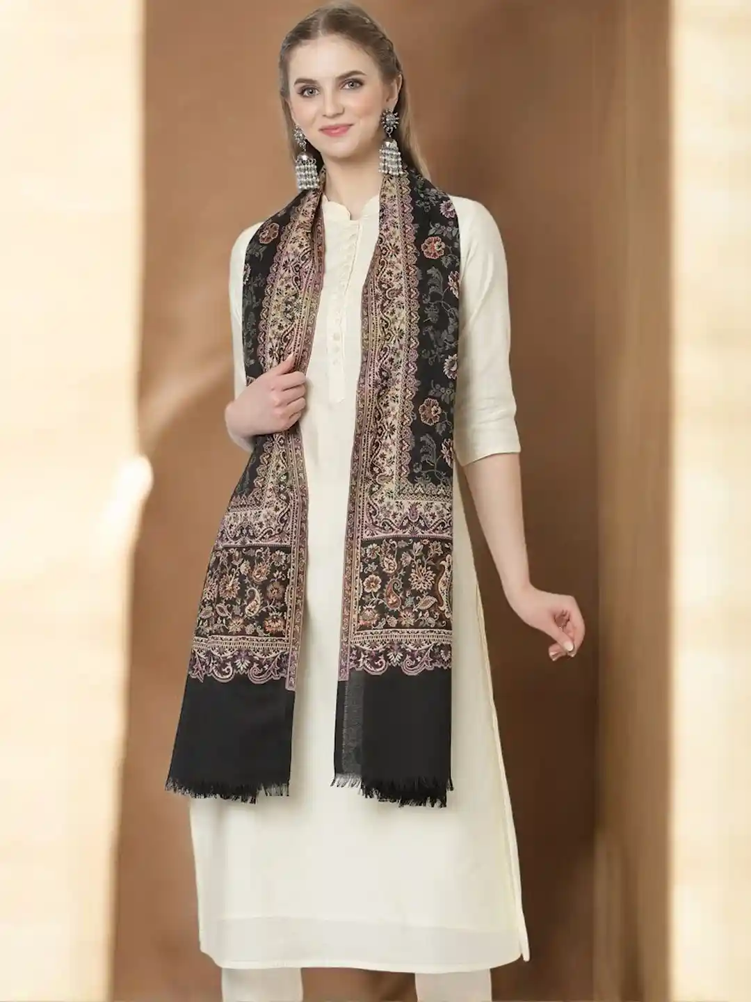 Buy WEAVERS VILLA Floral Woven Design Shawl Shawl for Women