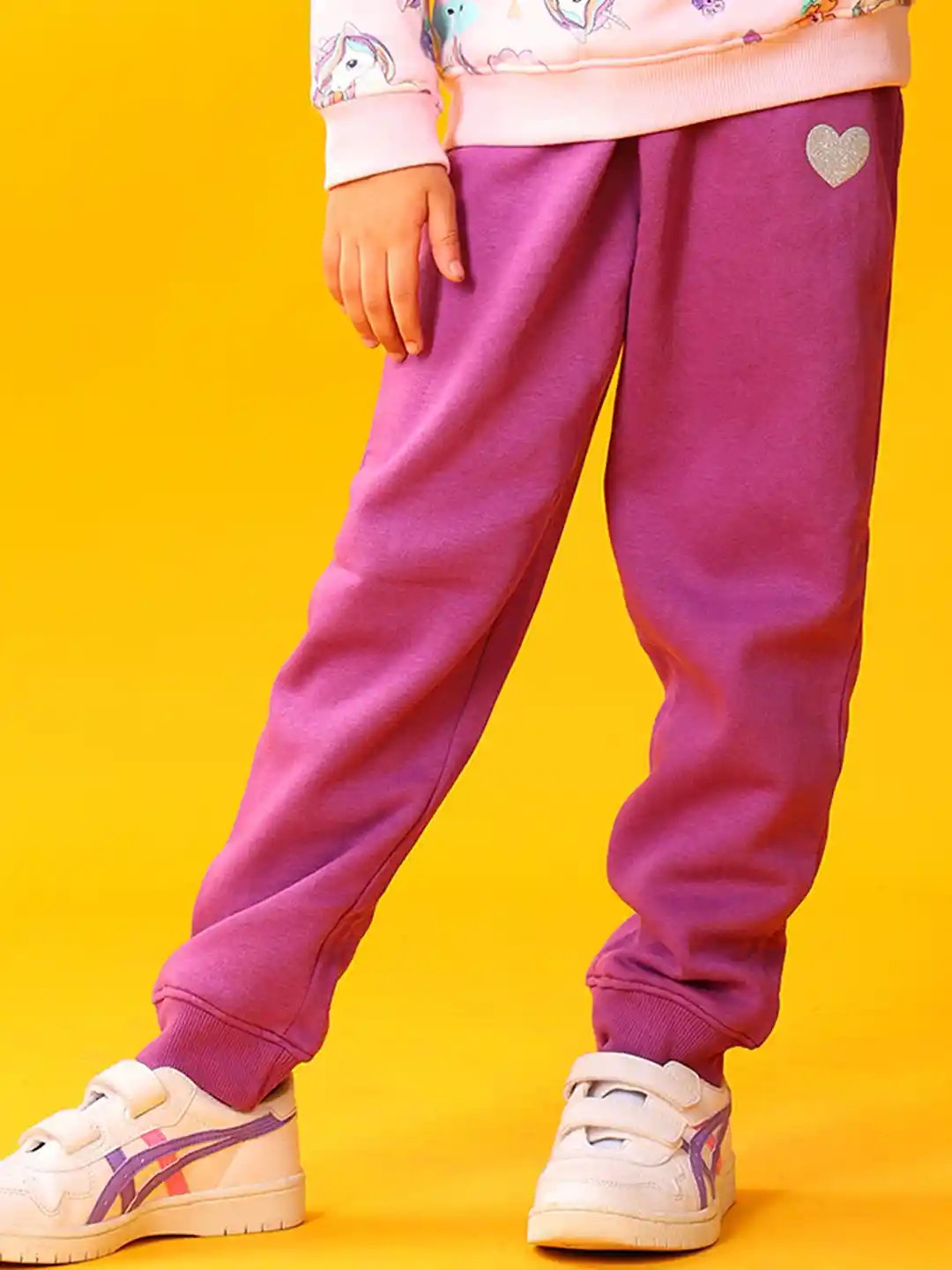 Buy Anthrilo Girls Purple Heart Regular Fit Mid-Rise Fleece