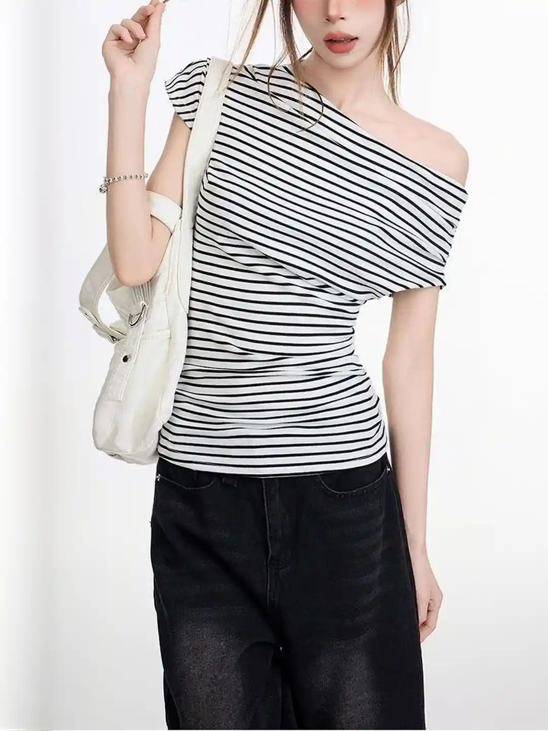 Buy LULU SKY Women Striped One Shoulder Top Tops for Women