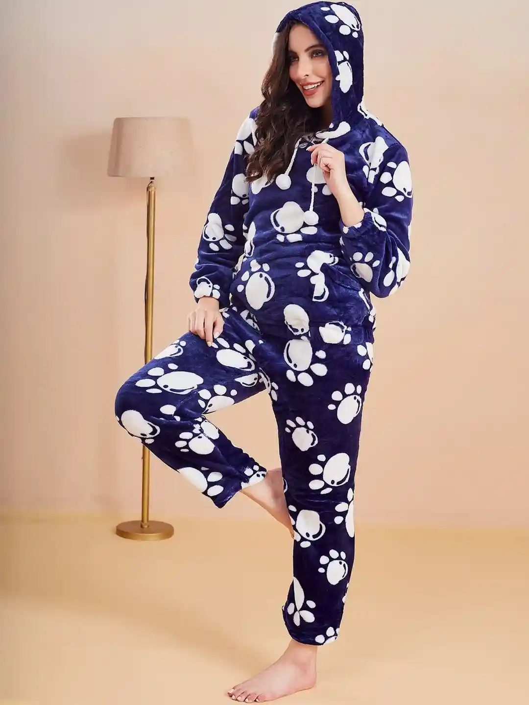 Buy SECRETS BY ZEROKAATA Women Printed Winter Fleece Fur Hooded