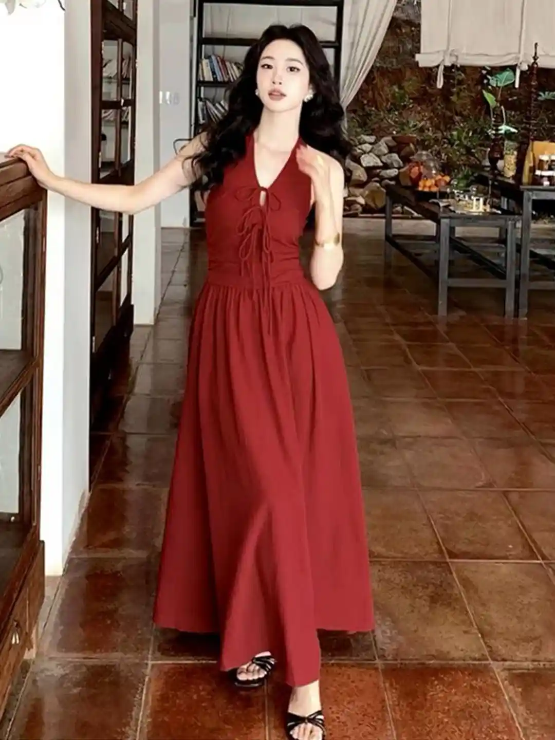 Buy LULU SKY Women Halter Neck Tie-up Maxi Dress Dresses for