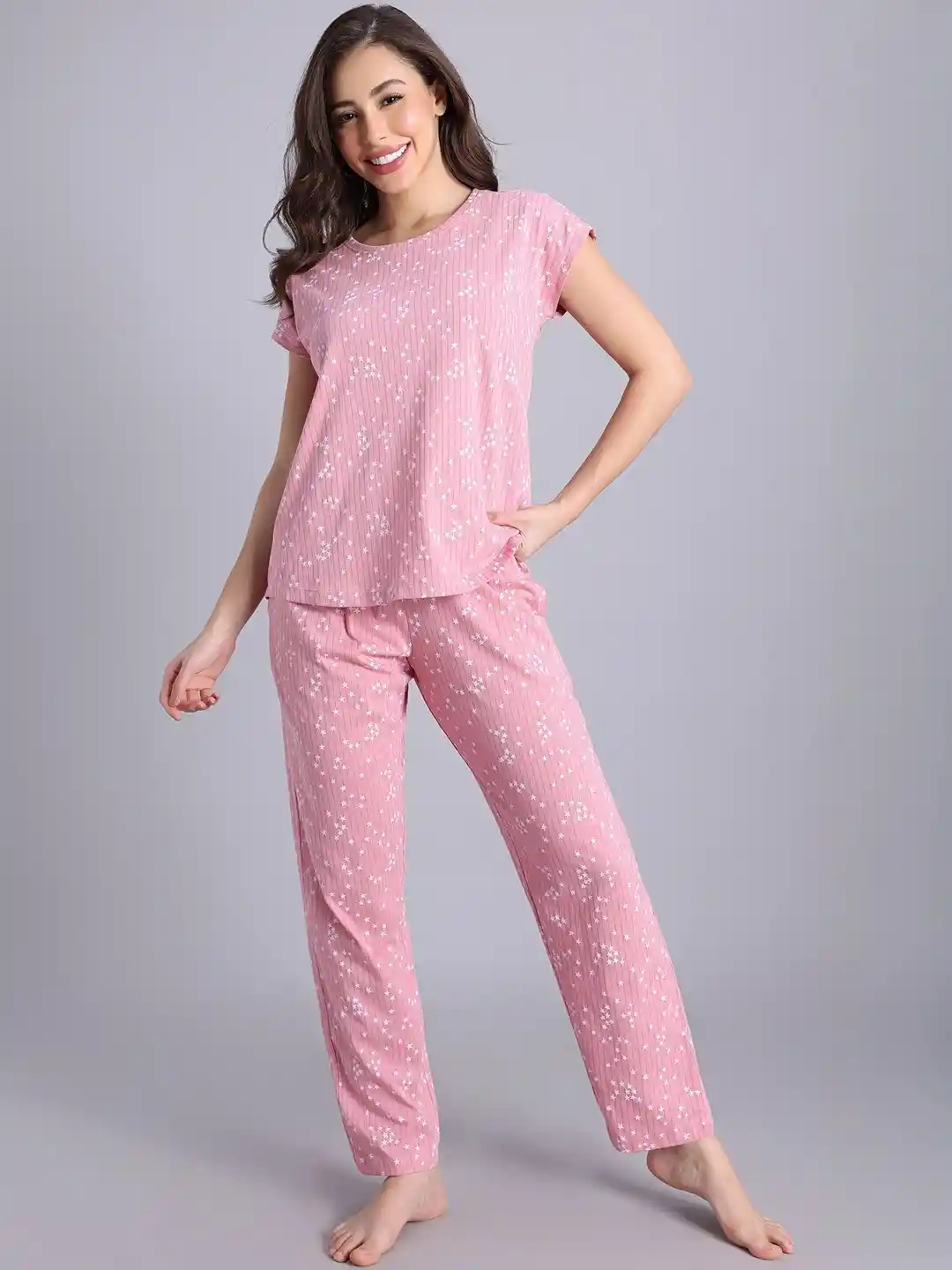 Buy Zivame Women Printed T-shirt With Pyjamas Night suit Night