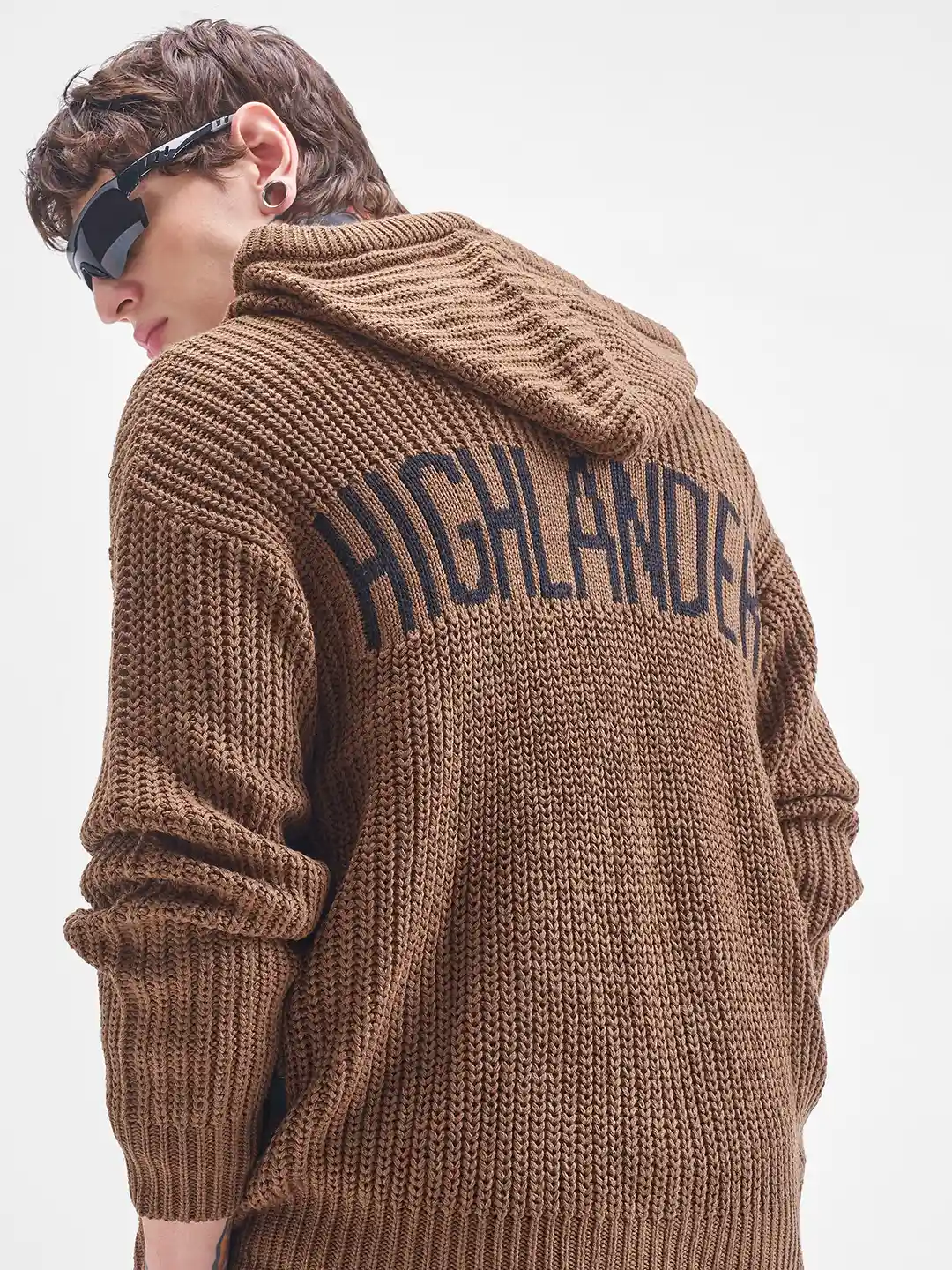 Buy HIGHLANDER Men Cable Knit Hooded Front-Open Sweater - Sweaters