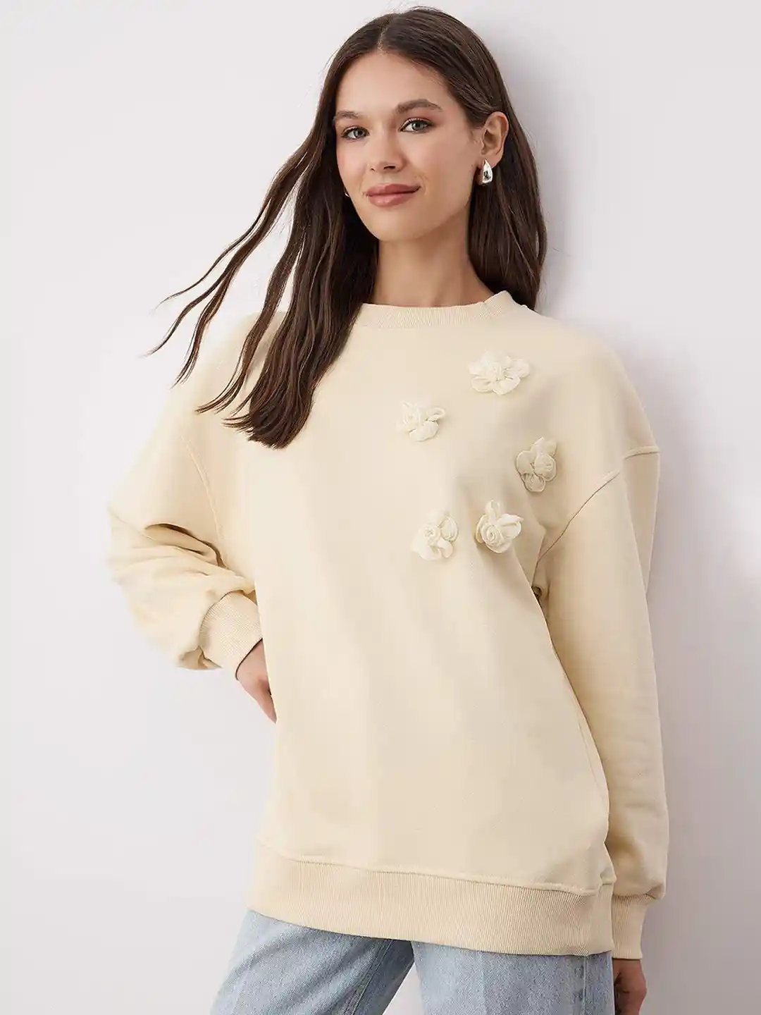Buy Trendyol Women Embellished Details Round Neck Long Sleeves