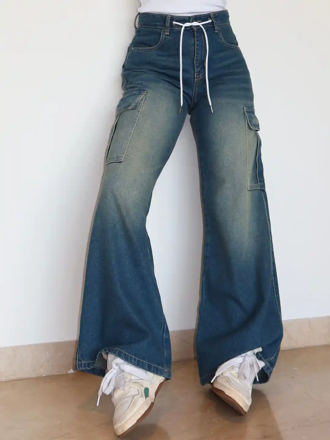 Buy Off Duty India Women Wide Leg Mid-Rise Mildly Distressed Heavy